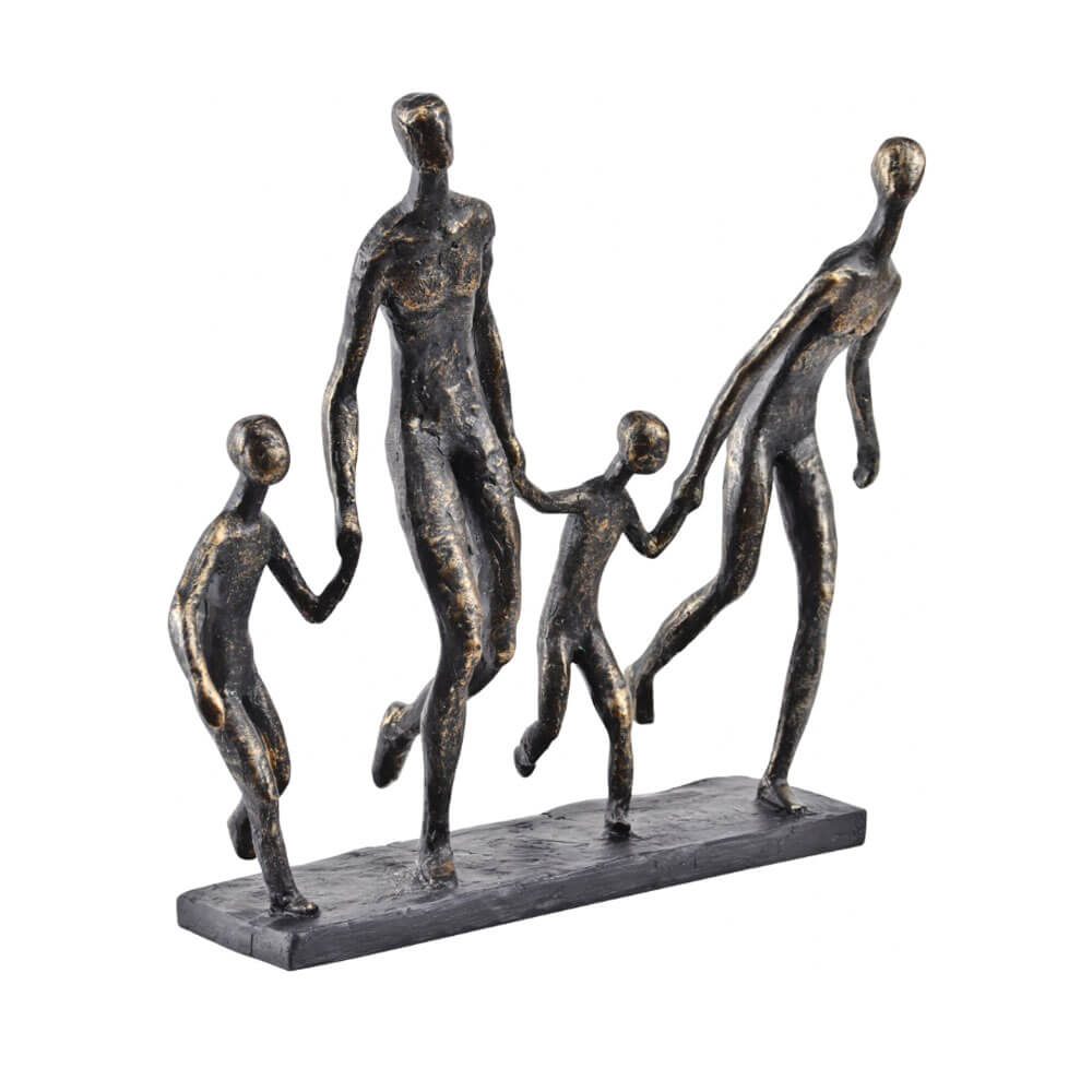 Bronze Family of Four Holding Hands