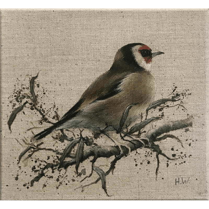 Goldfinch Acrylic on linen by Helen Welsh