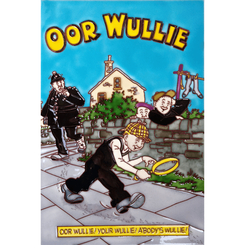 Oor Wullie Detective Hand Painted Tile