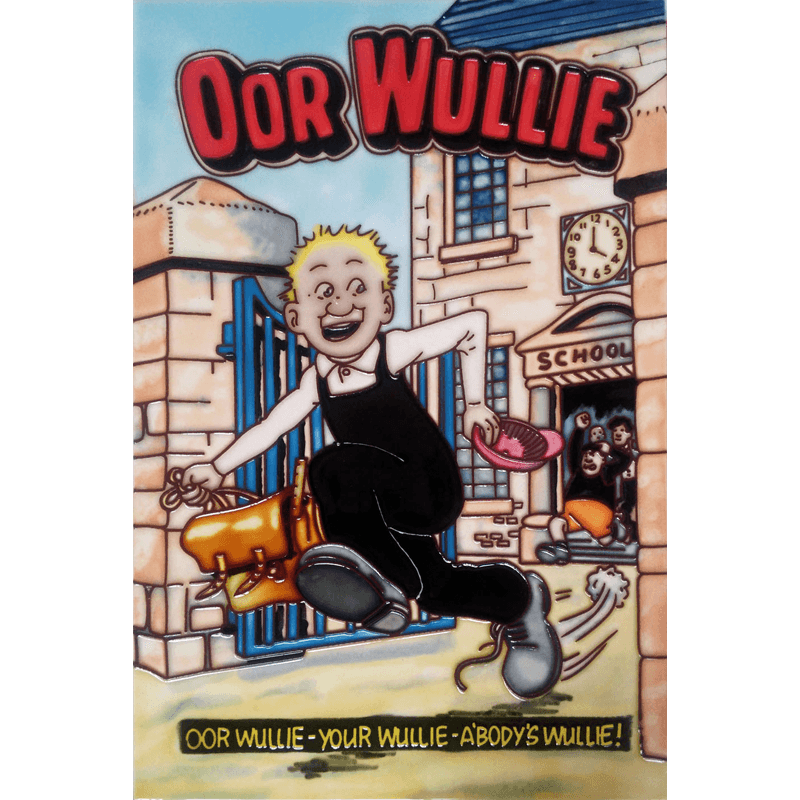 Oor Wullie Schools Oot Hand painted tile
