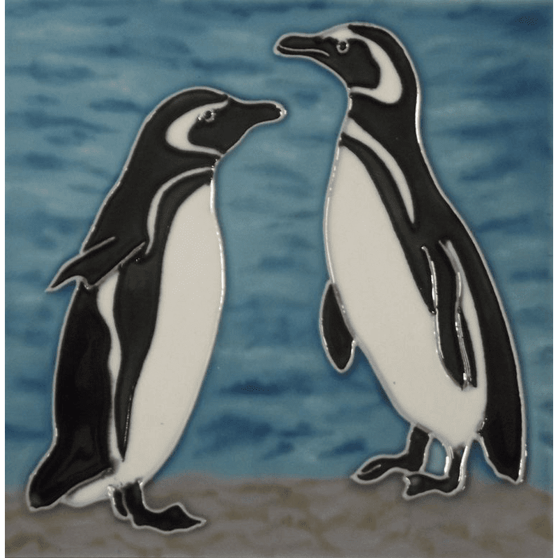 Magellanic Penguin Hand Painted Tile