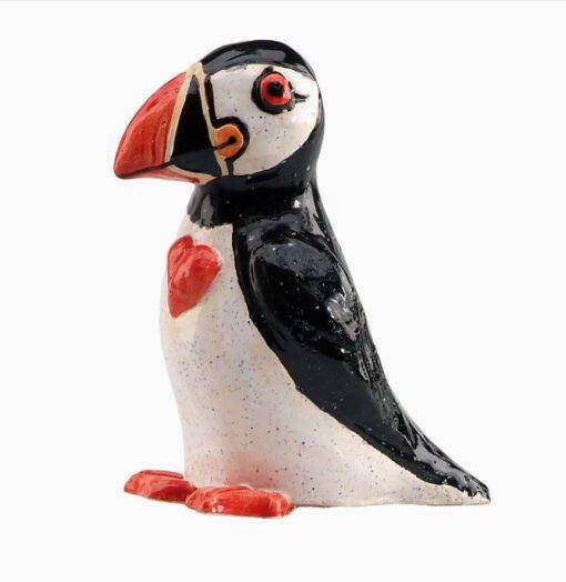 Ceramic Puffin with Red Heart