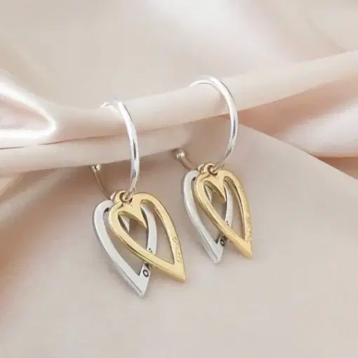 Twin mini open heart hoop earring SG
