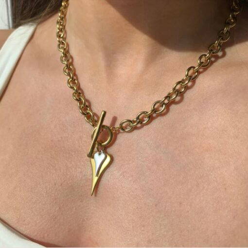 30N1219G Twin Hourglass Heart Chunky T-bar