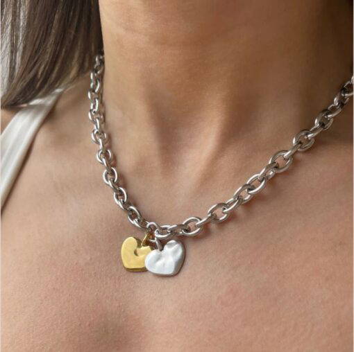 30N1220SG Twin Hayley Heart Chunky Necklace