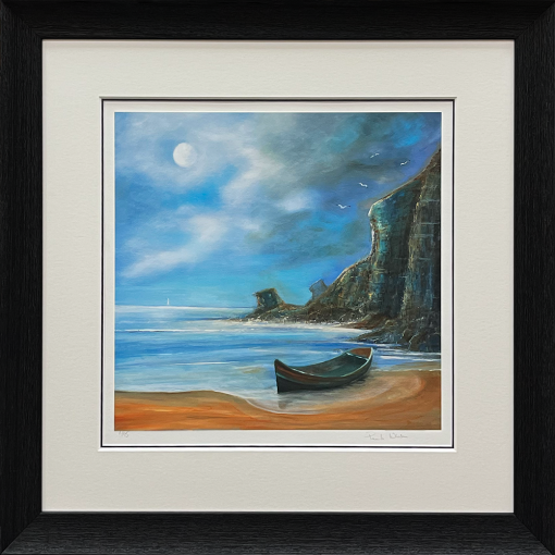 Paula Wharton Boat Ashore Framed Black