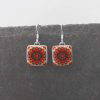 Square Ceramic Earrings orange suzani IBE101