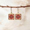Brass Framed Earrings Orange Suzani B125